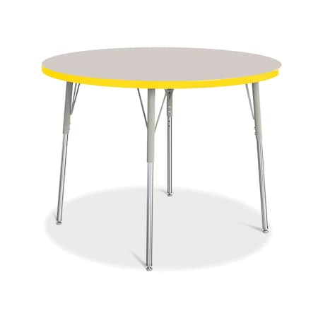 Jonti-Craft Berries Round Activity Table, 42 in. Diameter, A-height, Freckled Gray/Yellow/Gray 6468JCA007